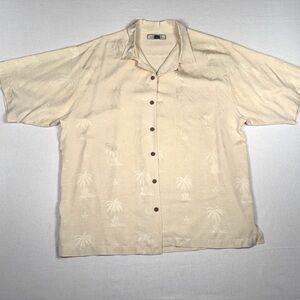 Tommy Bahama 100% Silk Palm Tree Embroidered Camp Shirt XL